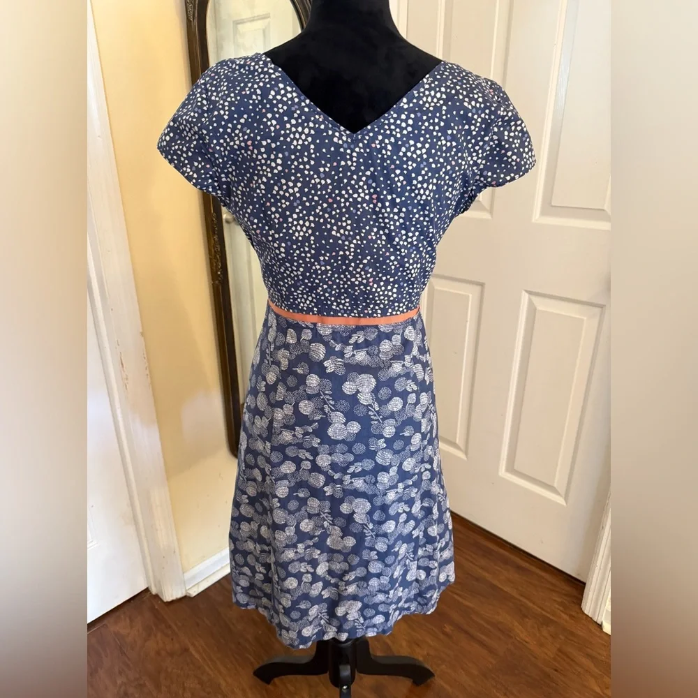 ✨ Boden Blue Print Cotton Fit & Flare Dress | Size 8 | Lined - Picture 6 of 9